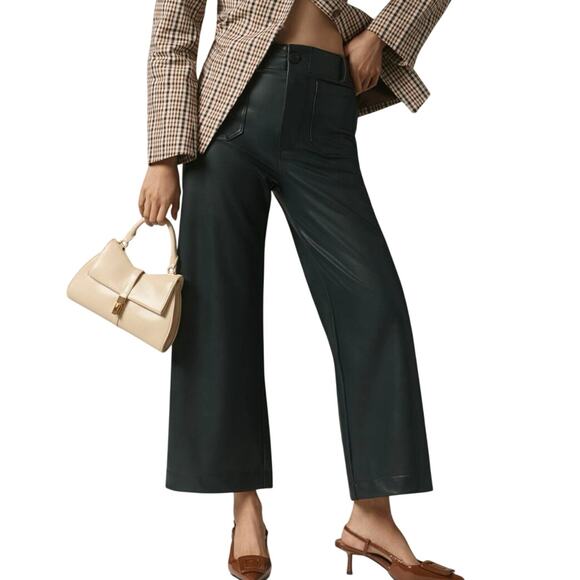 Maeve Colette Wide-Leg Vegan Navy Leather Pants Size 16W New with Tag MSRP $148 - Picture 5 of 12